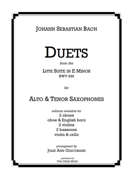 Bach Duets from the Lute Suite in E minor (Alto/Tenor&nbsp;Sax)